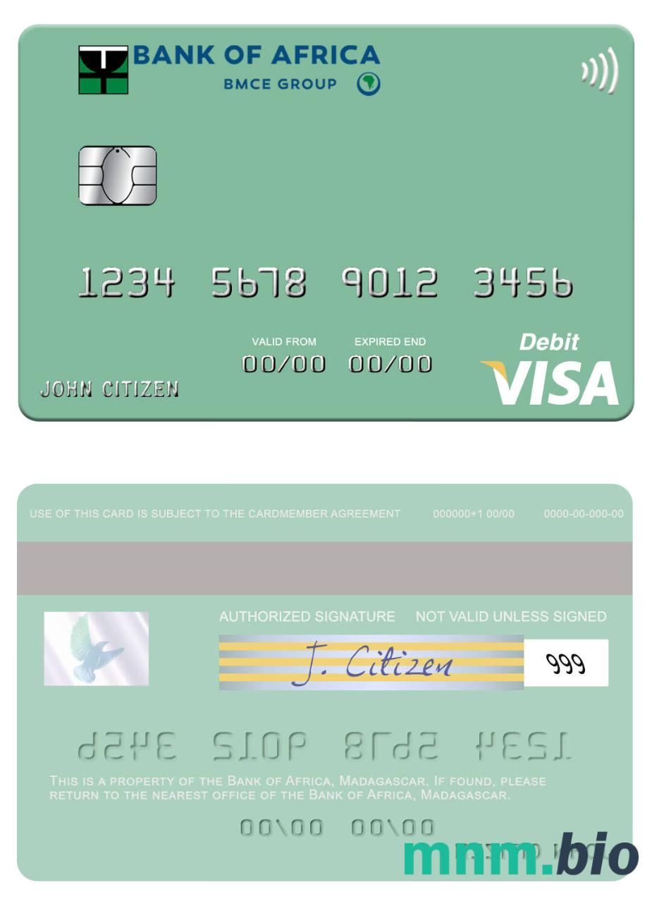 Madagascar Bank of Africa visa debet karta